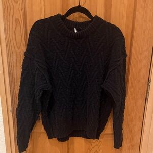 Free People Black Cable Knit Sweater Small